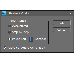 Pausing playback for 2 seconds at every step